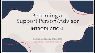 Introduction to Becoming a Support Person
