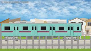 西鉄電車とバスと踏切動画【鉄道アニメ】