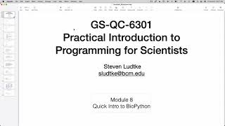 Python Programming for Beginners - Module 8 - Scope - Biopython