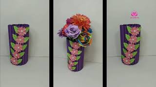 DIY crafts Origami Flower Vase FYI| How to Make Paper Home Dec Vase| Paper Flower Pot FYI Artcrafts