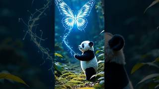 Cute Panda With Butterfly 🐻🦋 #shorts #animals #cutepanda #butterfly