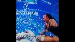 EPIC Moment - HBK kicks out of Taker's Tombstone WM 25.