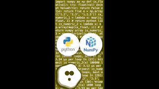 element wise test of numpy array is numeric #shorts
