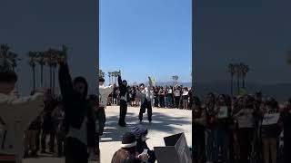 Money cover by Trainee A at Venice Beach in LA (crdts: @moeee_dance)