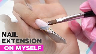 Doing My Nail Extensions | Encapsulated Aqua French Nail Art