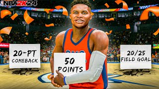 I Had An INSANE 50-POINT GAME On My RUSSELL WESTBROOK Build In NBA 2K24 | 20-POINT COMEBACK