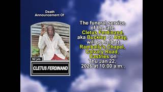 CLETUS FERDINAND ~ Short Obituary