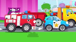 Free Car Cartoon For Boys With Naughty Fire Truck And Surprise On Police Car's Birthday