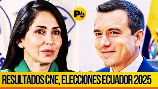 CADENA NACIONAL Resultados CNE, Elecciones Ecuador 2025