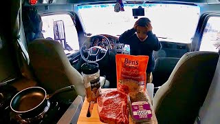 Cooking A $100 Steak Inside My Semi Truck With My Son!!