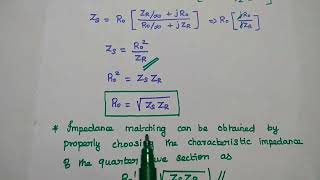 Quarterwave Transformer - Quarter wave line method - Impedance Matching