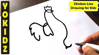 Chicken Line Drawing for Kids - YoKidz