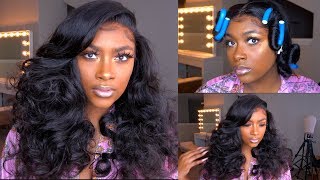 Perfect Voluminous Deep Side Part FlexiRod Set using ONLY 6 Flexirods|Wiggins Hair