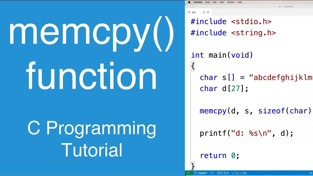 Memcpy() Function | C Programming Tutorial - YouTube