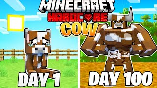 I Survived 100 DAYS as a COW in HARDCORE Minecraft!