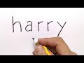 VERY EASY ! How to turn word HARRY into CARTOON HARRY POTTER for kids / learn how to draw