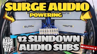 SURGE AUDIO POWERING 12 SUNDOWN AUDIO SUBWOOFERS WALK AROUND VIDEO!