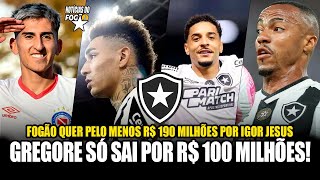 R$ 100 MILHÕES POR GREGORE E IGOR JESUS NÃO SAI POR MENOS DE R$ 191 MILHÕES! MEIA ARGENTINO NA MIRA!