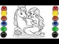 Cute Ariel Mermaid Drawing for kids, Painting & Coloring for kids, Toddlers | Let's Draw Together