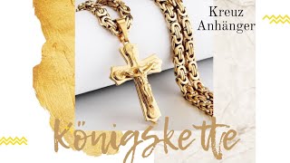 Königskette Gold Silber Flach Jesus Edles Design Massiv Schmuck Bellasjewelry Maskuline