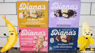 Diana’s Real Banana White Chocolate Cinnamon, Dark Chocolate Caramel, Birthday Cake, Milk Chocolate