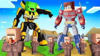 JJ and Mikey in OPTIMUS PRIME , BUMBLEBEE Transformers CHALLENGE in Minecraft / Maizen Minecraft