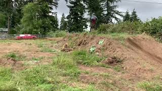 CRF125F shredding on a killer backyard track