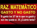 Problemas de GASTO y NO GASTO con FRACCIONES - Planteo de Ecuaciones  - Raz Matematico - Paso A Paso