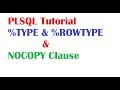 PL/SQL Tutorial  4 :  PLSQL Procedures %Type, %ROWTYPE & NOCOPY