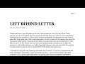 Left Behind Letter (PDF or Printable)