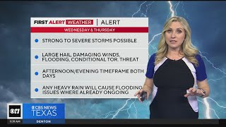 Severe storms likely later in the day Wednesday & Thursday