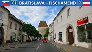 Driving from Slovakia to Austria. From Bratislava towards Vienna. 4K