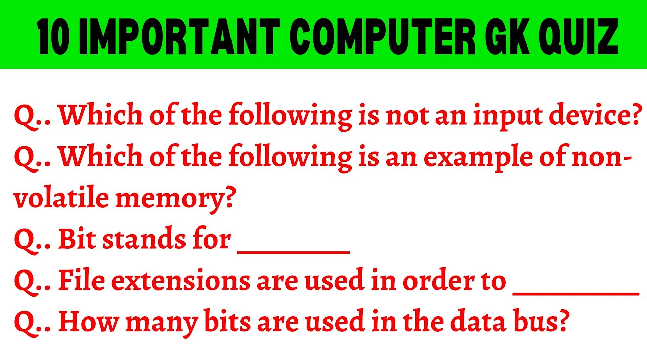 10 Important Computer GK Questions And Answers | Computer Important ...