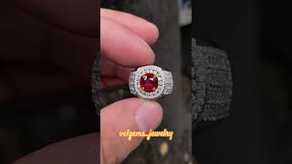 Natural Ruby 1.19ct Unheated Red Color Mozambique ring silver Handmade micro sett UK 19 memo Grilab