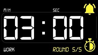 ⏰ INTERVAL [3x1] Timer 3 Minutes Work / 1 Minute Rest ((BEEP)) 🔔 - Countdown with Alarm