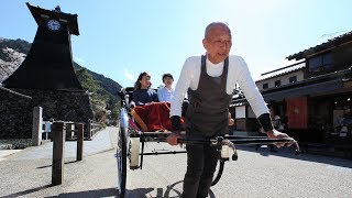 小京都　駆けて四半世紀／豊岡市出石町で人力車を引く谷口さん