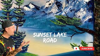 Sunset Lake Road - Slow Beginner Landscape Oil Painting Tutorial. Wet on Wet Bob Ross Style Painting