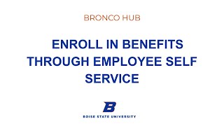 Enroll in Benefits Through Employee Self Service