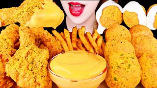 ASMR FRIED CHICKEN, CHEESE BALL, CHEESE SAUCE, CAJUN FRENCH FRIES EATING SOUNDS MUKBANG 먹방 咀嚼音