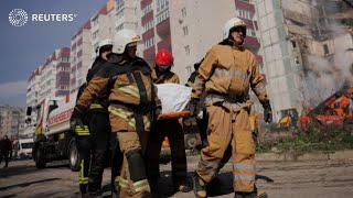 Rescue effort underway after deadly rocket tear through apartment block in Ukraine