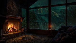 🔴Cozy Rainy Cottage ⛈️ Heavy Rain \u0026 Thunder Sound, Crackling Fireplace to Sleep, Rest