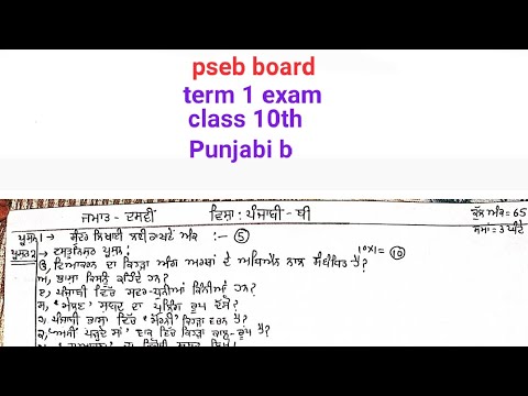 #pseb Board Class 10th Punjabi B Term 1 Exam Paper September 2023 - YouTube