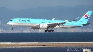 [Brand-New] Korean Air Airbus A350-900 (HL8597) landing at KIX/RJBB (Osaka - Kansai) RWY 24R