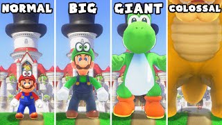 Super Mario Odyssey - Mini VS Small VS Big VS Giant VS Colossal Mario & Luigi & Yoshi & Bowser