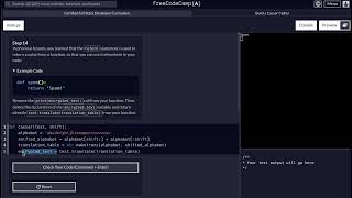 FreeCodeCamp - Python Project - Step 14 of 25 - Caesar Cipher
