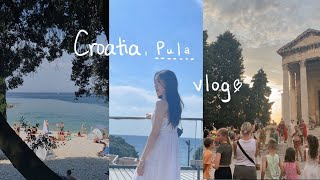 ENG) 영국유학생🇬🇧 CROATIA VLOG🏝남유럽 여행ㅣ힐링되는 여행지1위 크로아티아🇭🇷ㅣ하와이 비치ㅣ로마 아우구스투스 신전 🏛ㅣ풀라에서 납복🍑=💛