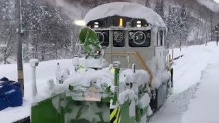 只見線　大白川駅　モーターカー除雪出動　2022元旦