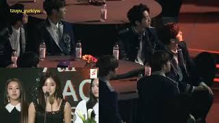 [2] 14022018 Minhyun (Wanna One) reaction to Tzuyu (Twice) - Gaon Chart Award 2018