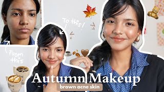 DOUYIN AUTUMN MAKEUP🍂ON ACNE BROWN SKIN