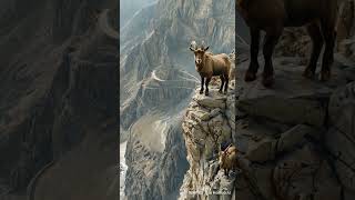 🐐 Goats on a Stunning Cliff! 🪨✨#wildlife #animals #nature